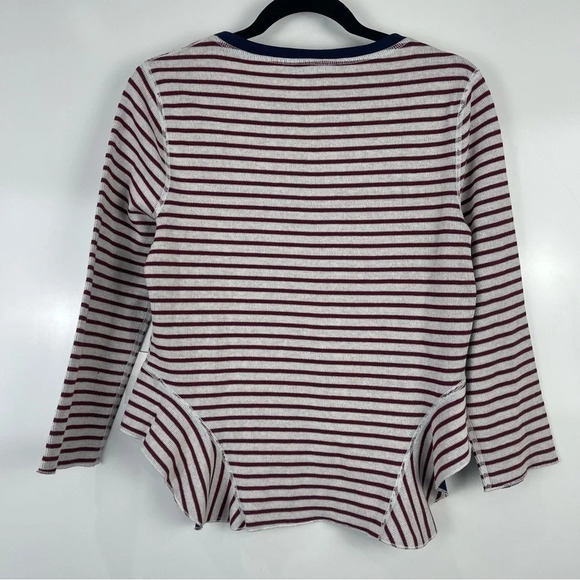 NEW Three Dot Reversible Stripe Ruffle Sleeve Top Size Small - Picture 2 of 10